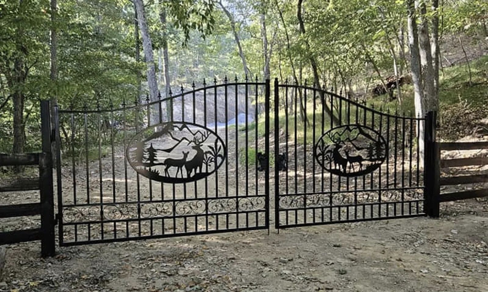 metal-gate-in-park-with-leaves-fall-season-va